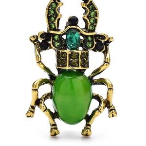 Green Gold Beetle Brooch